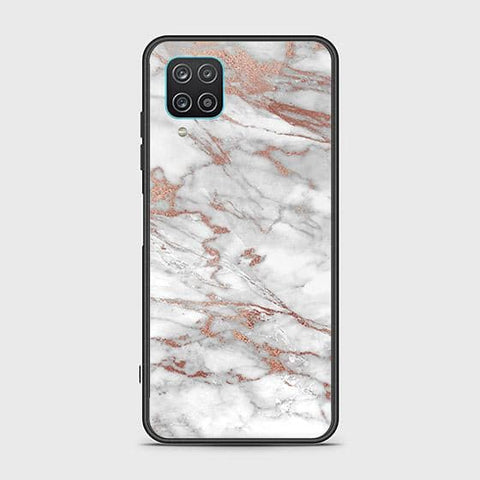 Samsung Galaxy A12 Nacho Cover - White Marble Series 2 - HQ Ultra Shine Premium Infinity Glass Soft Silicon Borders Case