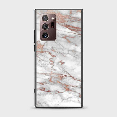 Samsung Galaxy Note 20 Ultra Cover - White Marble Series 2 - HQ Ultra Shine Premium Infinity Glass Soft Silicon Borders Case