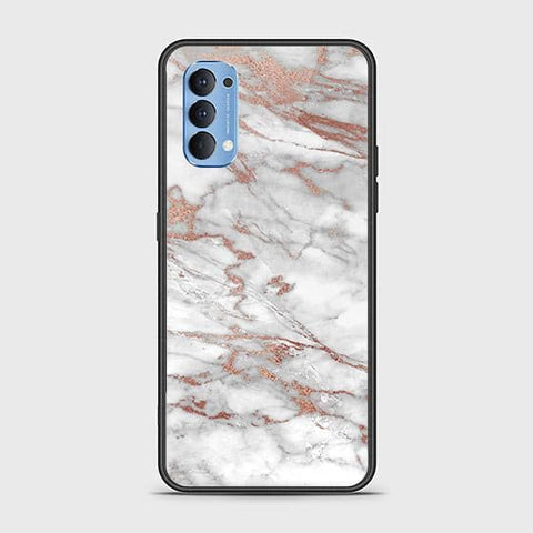 Oppo Reno 4 Cover - White Marble Series 2 - HQ Ultra Shine Premium Infinity Glass Soft Silicon Borders Case