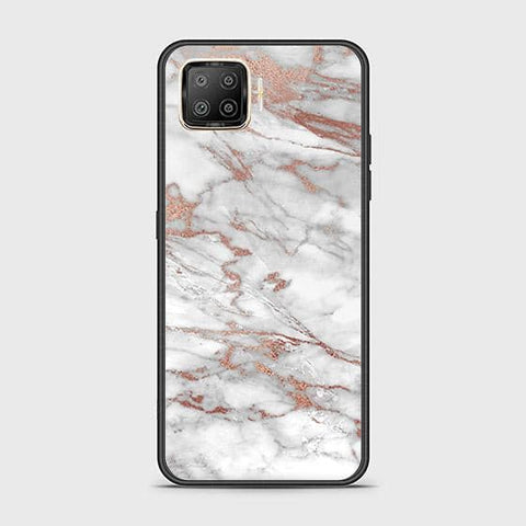 Oppo F17 Cover - White Marble Series 2 - HQ Ultra Shine Premium Infinity Glass Soft Silicon Borders Case