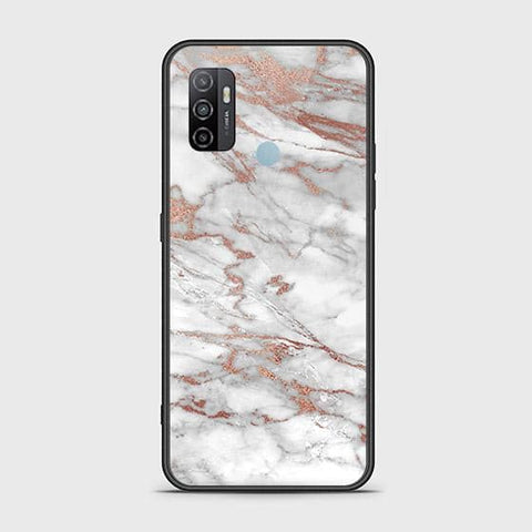 Oppo A53 Cover - White Marble Series 2 - HQ Ultra Shine Premium Infinity Glass Soft Silicon Borders Case