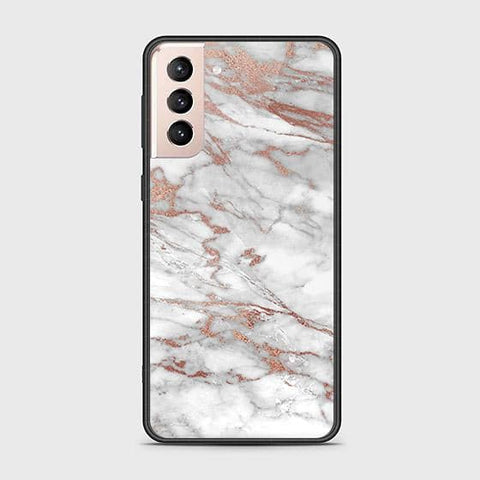 Samsung Galaxy S21 Plus 5G Cover - White Marble Series 2 - HQ Ultra Shine Premium Infinity Glass Soft Silicon Borders Case