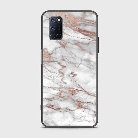 Oppo A92 Cover - White Marble Series 2 - HQ Ultra Shine Premium Infinity Glass Soft Silicon Borders Case