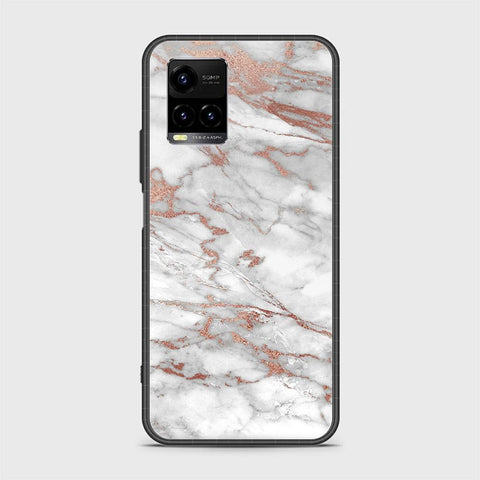 Vivo Y33T Cover - White Marble Series 2 - HQ Ultra Shine Premium Infinity Glass Soft Silicon Borders Case