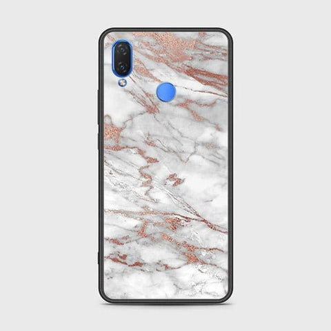 Honor 8C Cover - White Marble Series 2 - HQ Ultra Shine Premium Infinity Glass Soft Silicon Borders Case