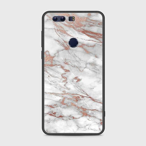 Huawei Honor 8 Cover - White Marble Series 2 - HQ Ultra Shine Premium Infinity Glass Soft Silicon Borders Case