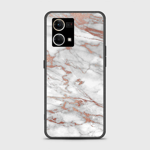 Oppo Reno 8 4G Cover - White Marble Series 2 - HQ Ultra Shine Premium Infinity Glass Soft Silicon Borders Case