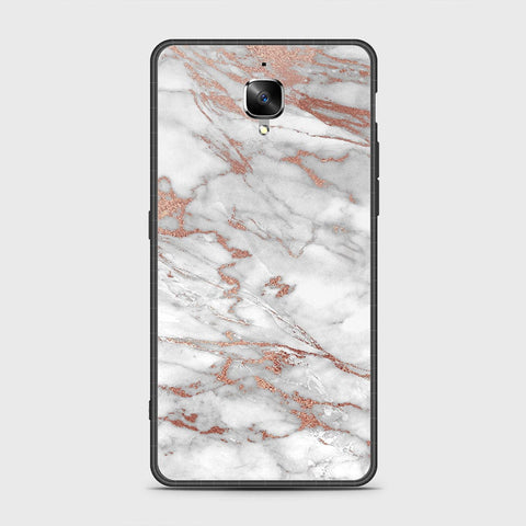 OnePlus 3 Cover- White Marble Series 2 - HQ Ultra Shine Premium Infinity Glass Soft Silicon Borders Case