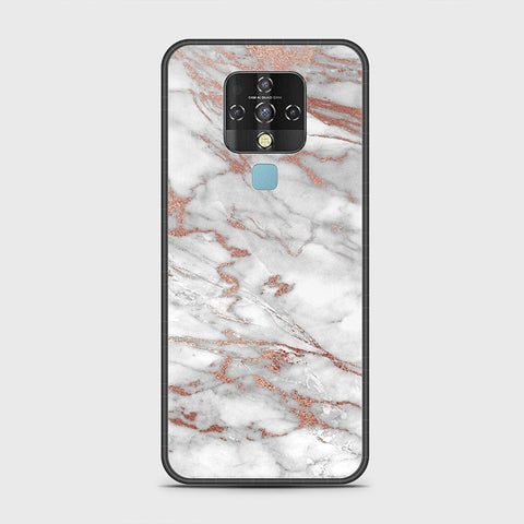 Tecno Camon 16 Cover - White Marble Series 2 - HQ Ultra Shine Premium Infinity Glass Soft Silicon Borders Case