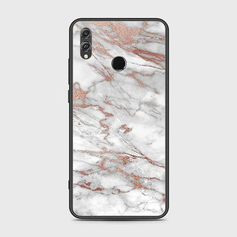 Huawei Honor 8X Cover - White Marble Series 2 - HQ Ultra Shine Premium Infinity Glass Soft Silicon Borders Case