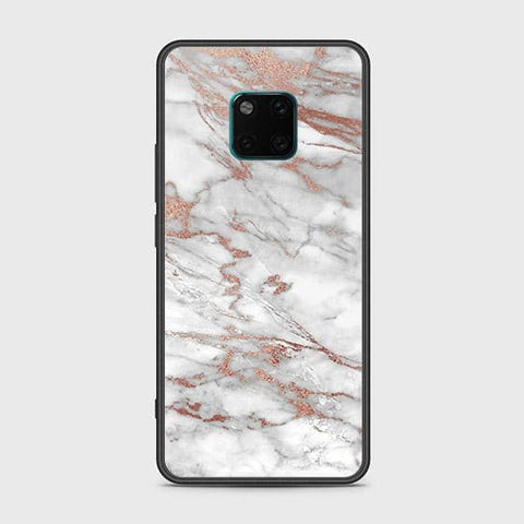 Huawei Mate 20 Pro Cover - White Marble Series 2 - HQ Ultra Shine Premium Infinity Glass Soft Silicon Borders Case