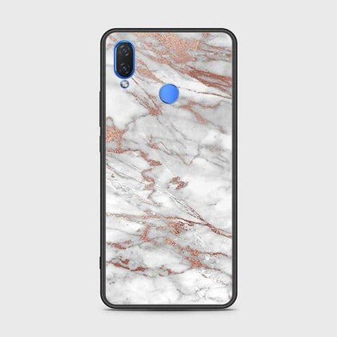 Huawei Nova 3 Cover - White Marble Series 2 - HQ Ultra Shine Premium Infinity Glass Soft Silicon Borders Case