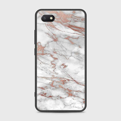 Y5 2018 Cover - White Marble Series 2 - HQ Ultra Shine Premium Infinity Glass Soft Silicon Borders Case