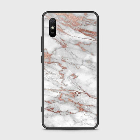 Xiaomi Redmi 9A Cover - White Marble Series 2 - HQ Ultra Shine Premium Infinity Glass Soft Silicon Borders Case