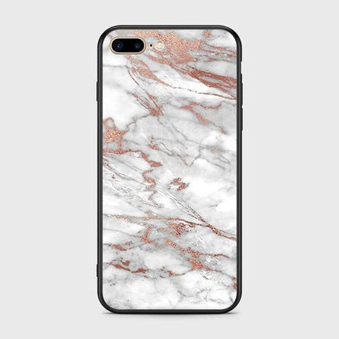 iPhone 7 Plus Cover - White Marble Series 2 - HQ Ultra Shine Premium Infinity Glass Soft Silicon Borders Case