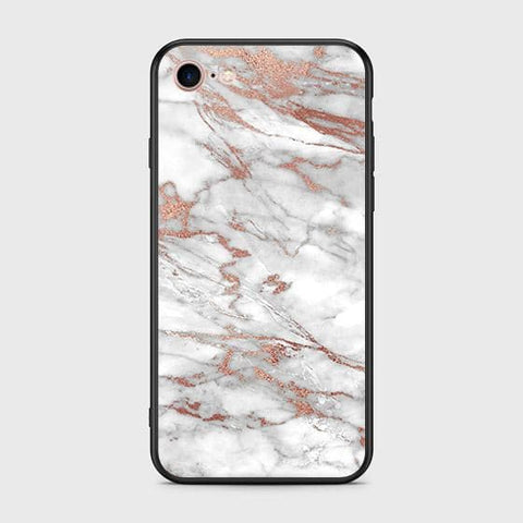 iPhone 8 / 7 Cover - White Marble Series 2 - HQ Ultra Shine Premium Infinity Glass Soft Silicon Borders Case