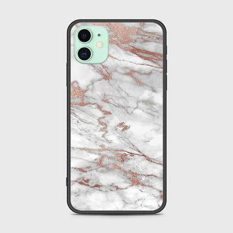 iPhone 11 Cover - White Marble Series 2 - HQ Ultra Shine Premium Infinity Glass Soft Silicon Borders Case