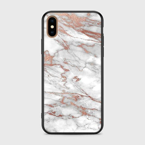 iPhone X Cover - White Marble Series 2 - HQ Ultra Shine Premium Infinity Glass Soft Silicon Borders Case