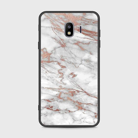 Samsung Galaxy J4 2018 Cover - White Marble Series 2 - HQ Ultra Shine Premium Infinity Glass Soft Silicon Borders Case