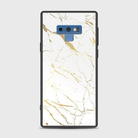 Samsung Galaxy Note 9 Cover - White Marble Series 2 - HQ Ultra Shine Premium Infinity Glass Soft Silicon Borders Case