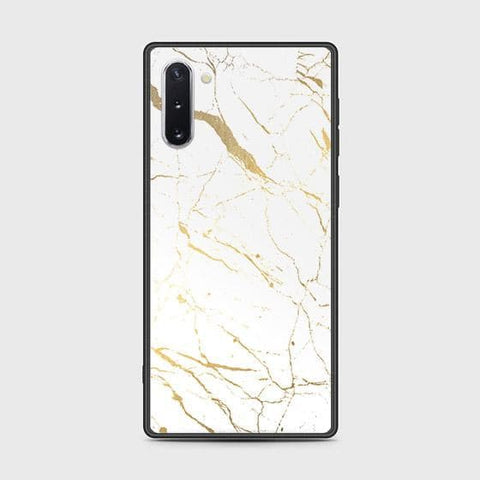 Samsung Galaxy Note 10 Cover - White Marble Series 2 - HQ Ultra Shine Premium Infinity Glass Soft Silicon Borders Case