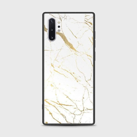 Samsung Galaxy Note 10 Plus Cover - White Marble Series 2 - HQ Ultra Shine Premium Infinity Glass Soft Silicon Borders Case