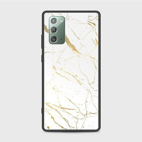 Samsung Galaxy Note 20 Cover - White Marble Series 2 - HQ Ultra Shine Premium Infinity Glass Soft Silicon Borders Case