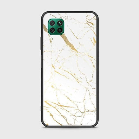 Huawei P40 Lite Cover - White Marble Series 2 - HQ Ultra Shine Premium Infinity Glass Soft Silicon Borders Case