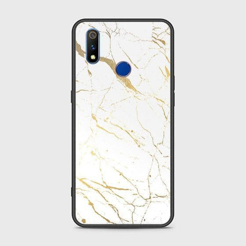 Realme 3i Cover - White Marble Series 2 - HQ Ultra Shine Premium Infinity Glass Soft Silicon Borders Case