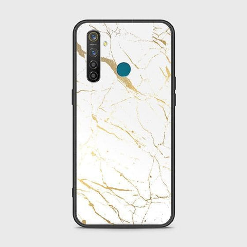 Realme 5 Pro Cover - White Marble Series 2 - HQ Ultra Shine Premium Infinity Glass Soft Silicon Borders Case