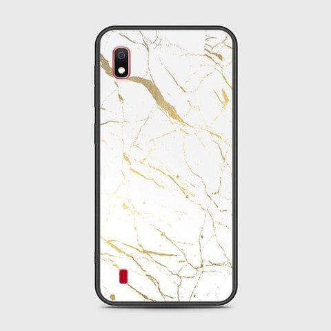 Samsung Galaxy A10 Cover - White Marble Series 2 - HQ Ultra Shine Premium Infinity Glass Soft Silicon Borders Case