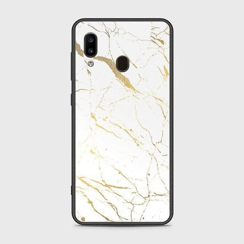 Samsung Galaxy A30 Cover - White Marble Series 2 - HQ Ultra Shine Premium Infinity Glass Soft Silicon Borders Case