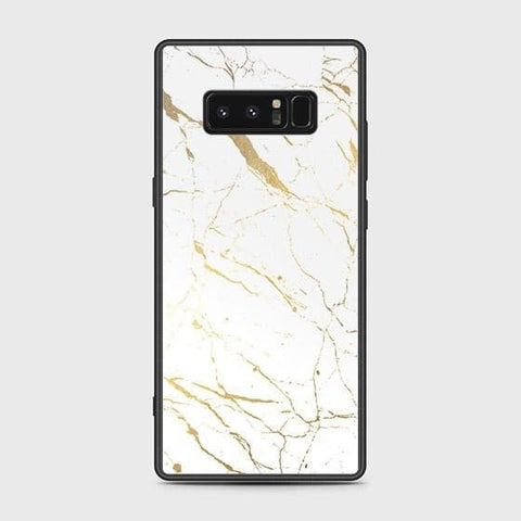 Samsung Galaxy Note 8 Cover - White Marble Series 2 - HQ Ultra Shine Premium Infinity Glass Soft Silicon Borders Case