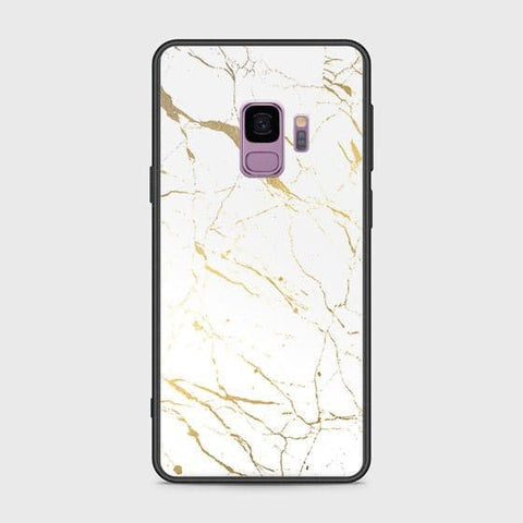 Samsung Galaxy S9 Cover - White Marble Series 2 - HQ Ultra Shine Premium Infinity Glass Soft Silicon Borders Case