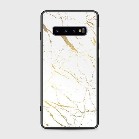 Samsung Galaxy S10 Cover - White Marble Series 2 - HQ Ultra Shine Premium Infinity Glass Soft Silicon Borders Case