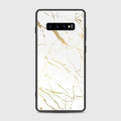 Samsung Galaxy S10 Plus Cover - White Marble Series 2 - HQ Ultra Shine Premium Infinity Glass Soft Silicon Borders Case