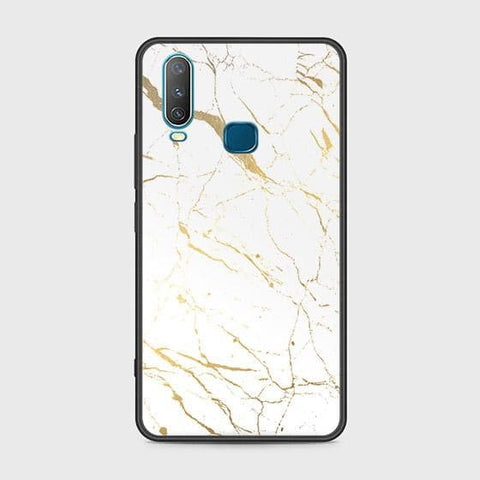 Vivo Y17 Cover - White Marble Series 2 - HQ Ultra Shine Premium Infinity Glass Soft Silicon Borders Case