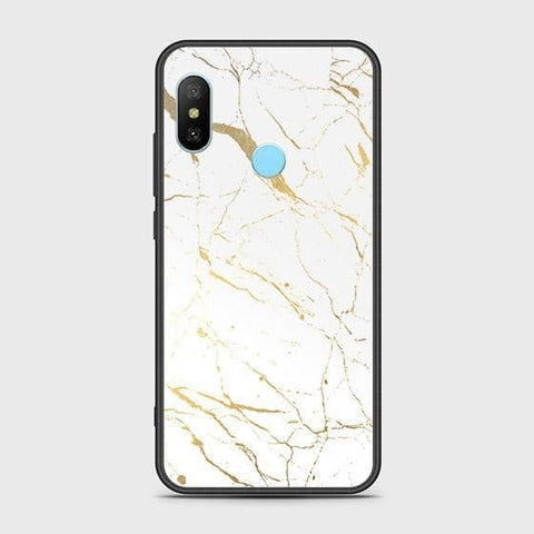 Xiaomi Redmi 6 Pro Cover - White Marble Series 2 - HQ Ultra Shine Premium Infinity Glass Soft Silicon Borders Case