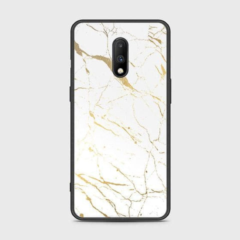 OnePlus 7 Cover - White Marble Series 2 - HQ Ultra Shine Premium Infinity Glass Soft Silicon Borders Case