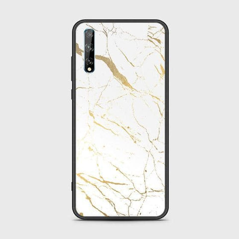 Huawei P Smart S Cover - White Marble Series 2 - HQ Ultra Shine Premium Infinity Glass Soft Silicon Borders Case