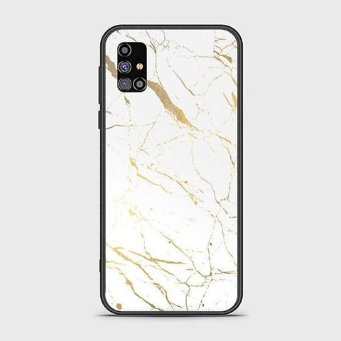 Samsung Galaxy M02s Cover - White Marble Series 2 - HQ Ultra Shine Premium Infinity Glass Soft Silicon Borders Case