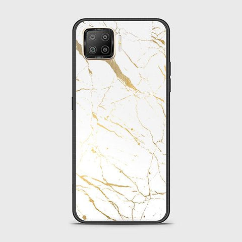 Oppo F17 Cover - White Marble Series 2 - HQ Ultra Shine Premium Infinity Glass Soft Silicon Borders Case