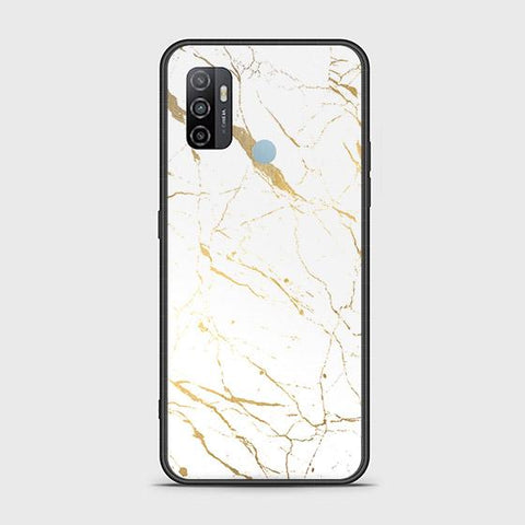 Oppo A53 Cover - White Marble Series 2 - HQ Ultra Shine Premium Infinity Glass Soft Silicon Borders Case