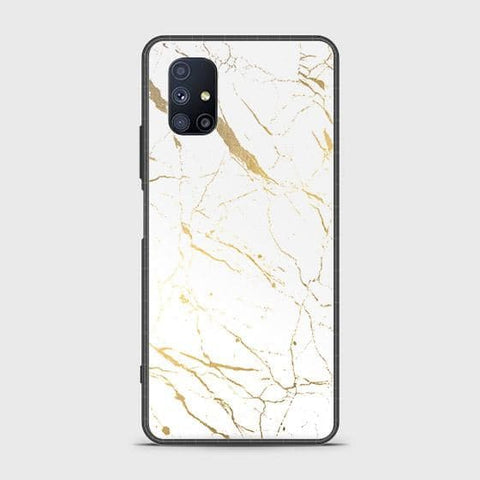 Samsung Galaxy M51 Cover - White Marble Series 2 - HQ Ultra Shine Premium Infinity Glass Soft Silicon Borders Case