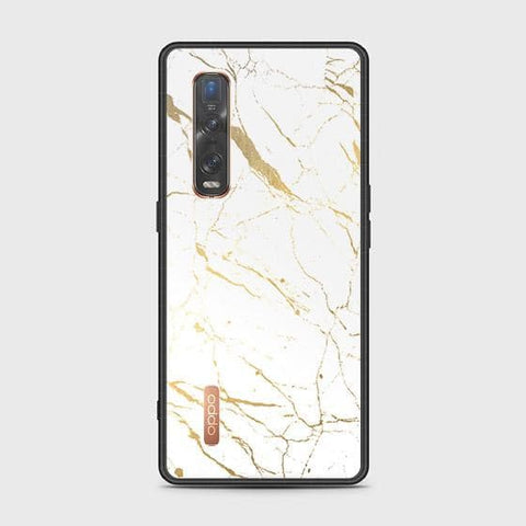 Oppo Find X2 Pro Cover - White Marble Series 2 - HQ Ultra Shine Premium Infinity Glass Soft Silicon Borders Case