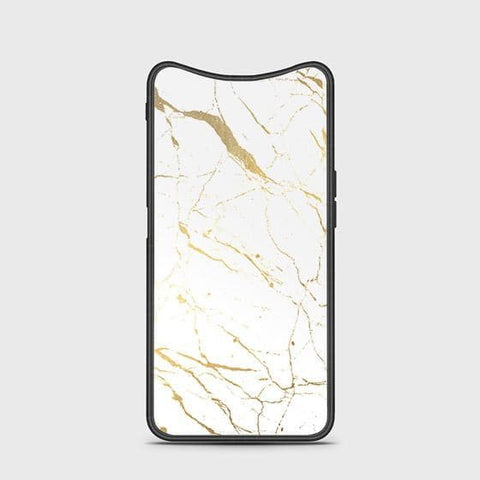 Oppo Find X Cover - White Marble Series 2 - HQ Ultra Shine Premium Infinity Glass Soft Silicon Borders Case