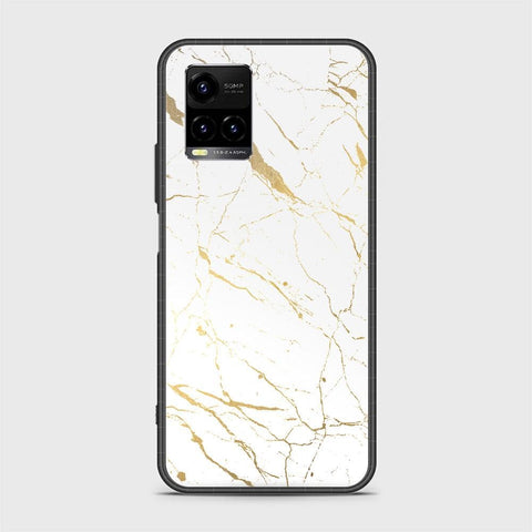 Vivo Y33T Cover - White Marble Series 2 - HQ Ultra Shine Premium Infinity Glass Soft Silicon Borders Case