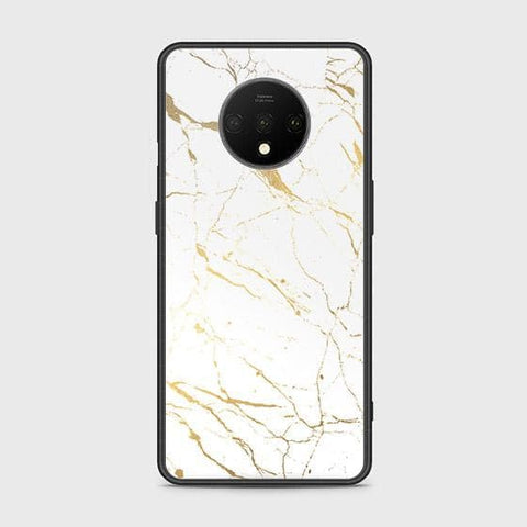 OnePlus 7T Cover - White Marble Series 2 - HQ Ultra Shine Premium Infinity Glass Soft Silicon Borders Case