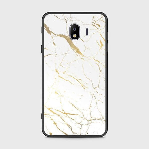 Samsung Galaxy J4 2018 Cover - White Marble Series 2 - HQ Ultra Shine Premium Infinity Glass Soft Silicon Borders Case