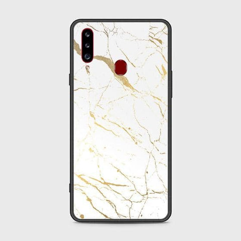 Samsung Galaxy A20s Cover - White Marble Series 2 - HQ Ultra Shine Premium Infinity Glass Soft Silicon Borders Case